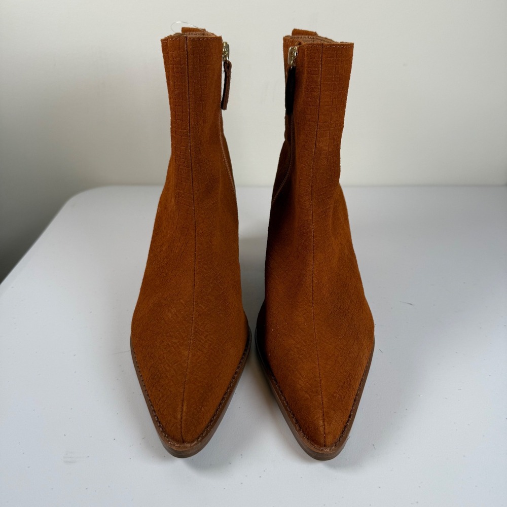 NWOT Kelsi‎ Dagger Brooklyn Milly Booties Ankle Boots 8 Cognac Suede Pointed Toe - Picture 5 of 10